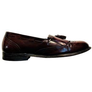 Vintage 1981 Brown Genuine Leather Men's Tassel Slip on Loafers-Size 9.5 EEE/E